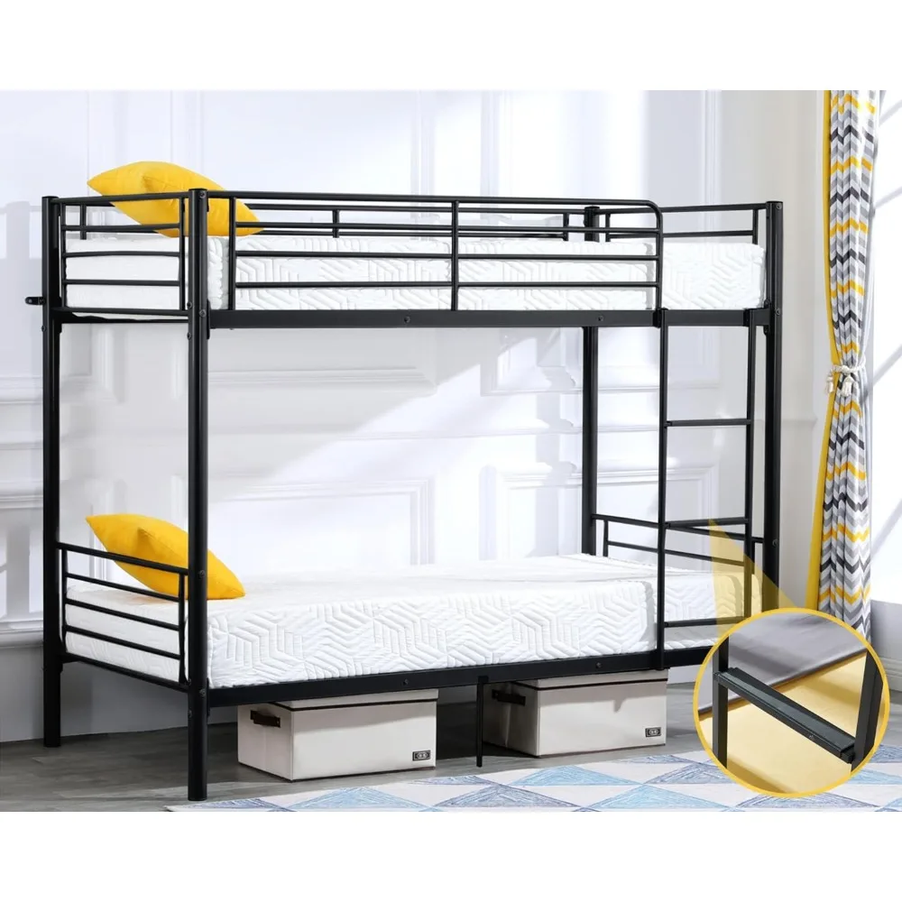 안전하고 아늑한 어린이 침대 프레임 – 평평한 사다리 및 높은 난간