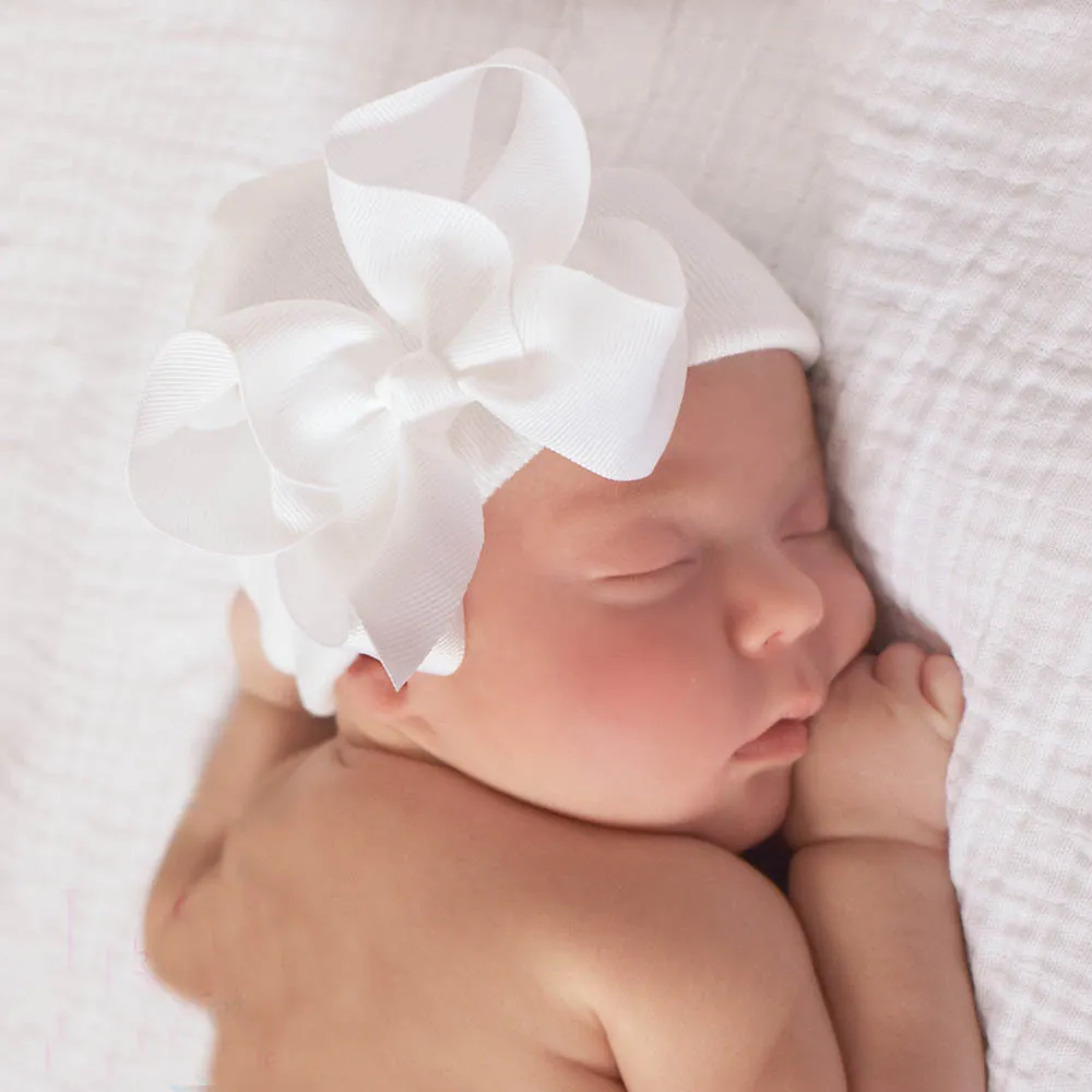 귀여운 신생아 아기 니트 모자 – 아기를 따뜻하게 감싸는 활 모자!