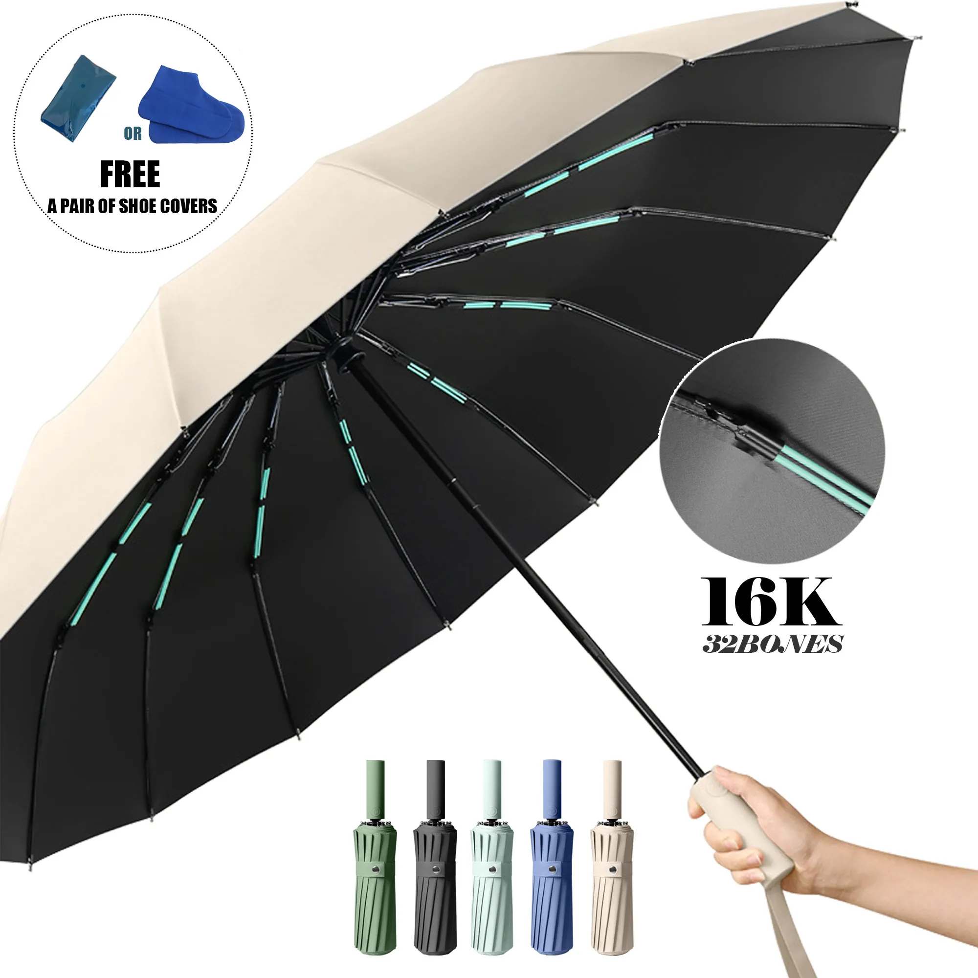 럭셔리 비즈니스를 위한 자동 접이식 더블 본즈 대형 우산!